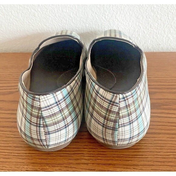 LL Bean Women's Flats Loafer Slip On Size 8 M Sky Blue Plaid Canvas - Picture 5 of 9